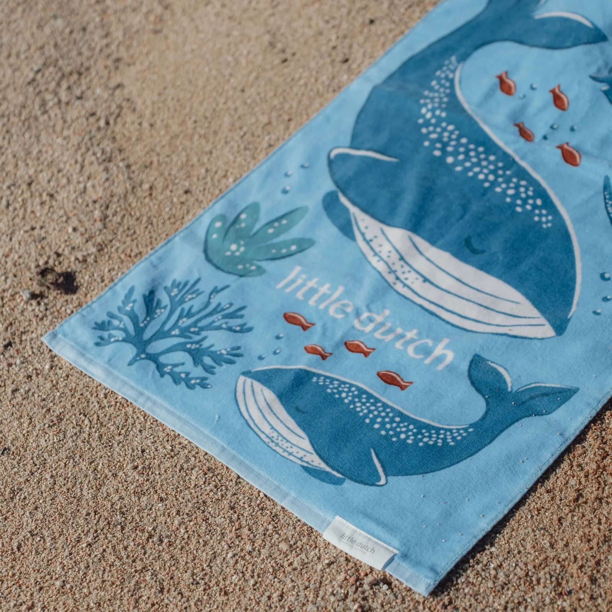 Toalha de Praia Infantil Ocean World Blue 60x120 Algodão Orgânico