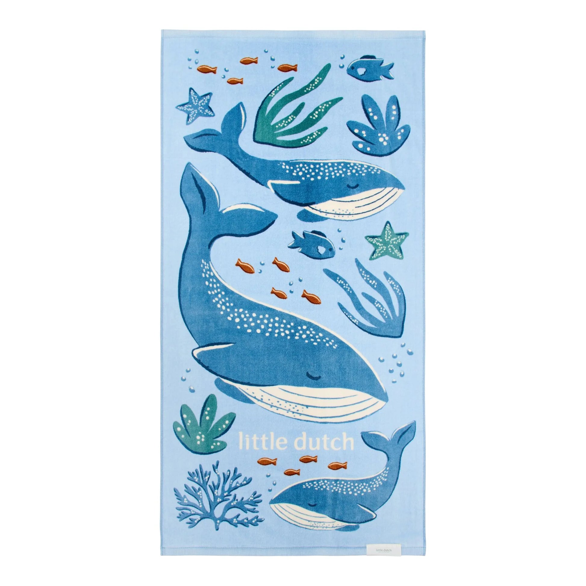 Toalha de Praia Infantil Ocean World Blue 60x120 Algodão Orgânico
