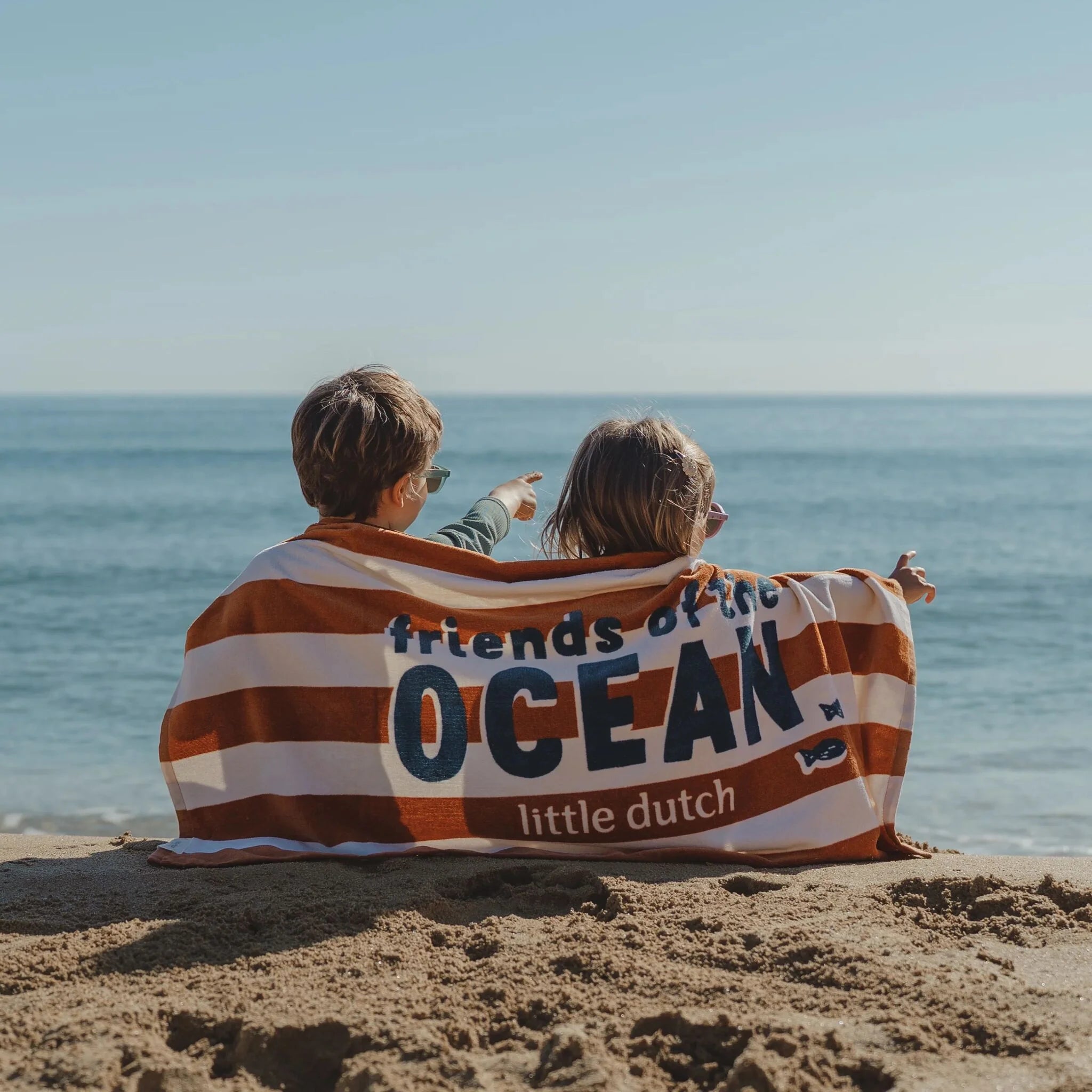 Toalha de Praia Infantil Ocean World Brown Stripes 60x120 Algodão Orgânico