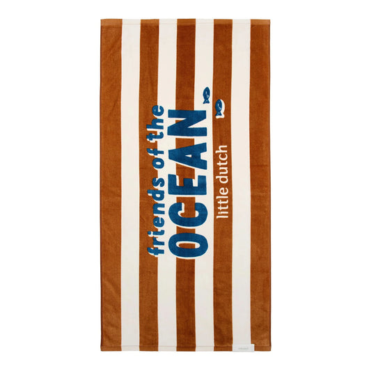 Toalha de Praia Infantil Ocean World Brown Stripes 60x120 Algodão Orgânico