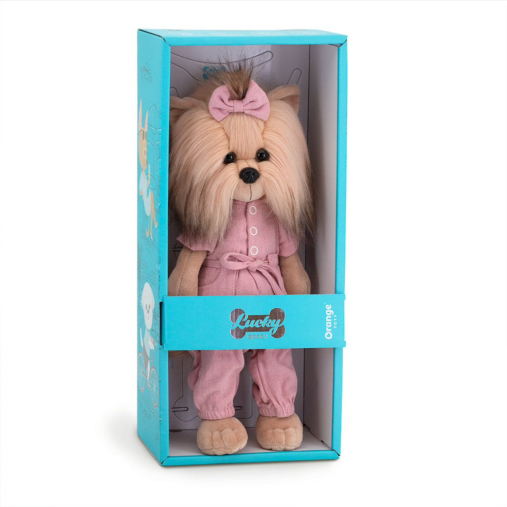 Pormenor do conjunto rosa Comfortable Walk da peluche Lucky Yoyo, Orange Toys | orange-toys-peluche-lucky-doggy-rosa-lollakids