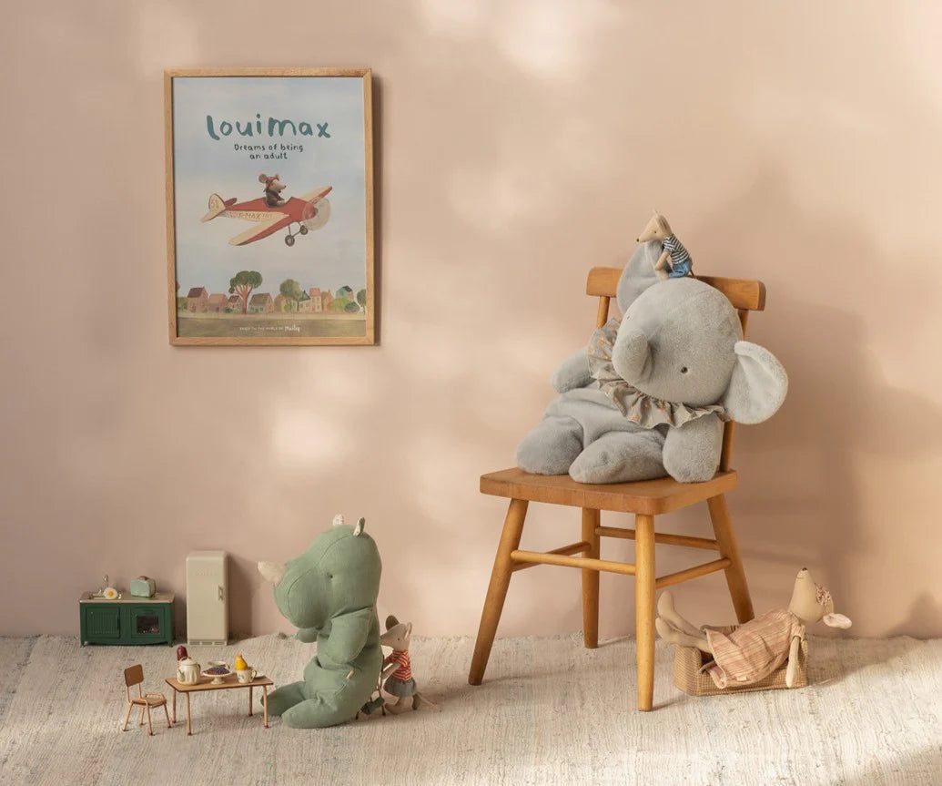 Maileg elefante peluche grande azul cinzento