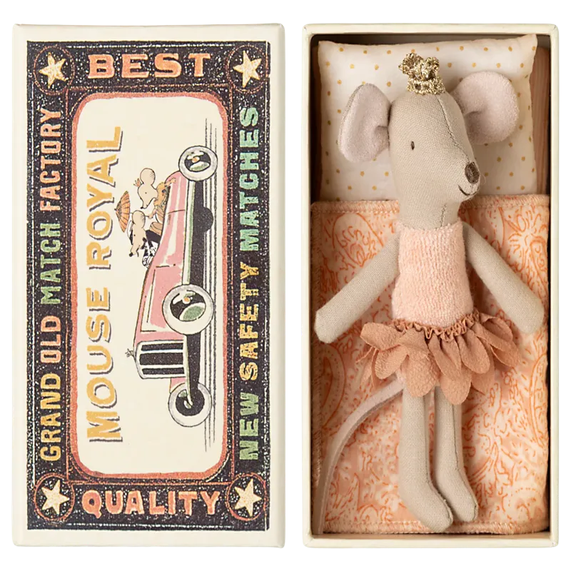 Ratinha Princesa na Caixa de Fósforos Little Sister da Maileg
