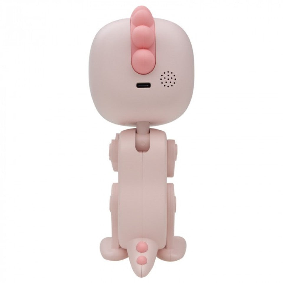 Despertador Digital Infantil Robo Dino Rosa Recarregável
