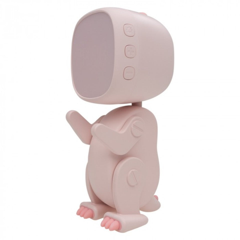 Despertador Digital Luminoso Robo Dino Rosa
