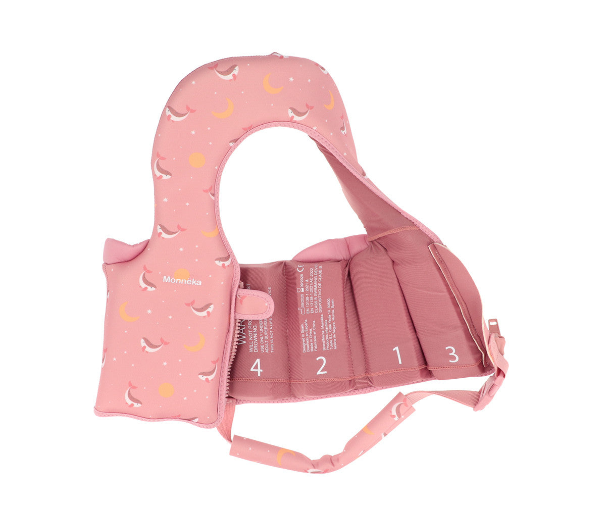 Colete flutuador Monneka Whale Pink  1–2 anos