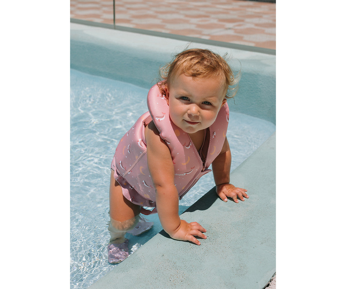 Colete flutuador Monneka Whale Pink  1–2 anos