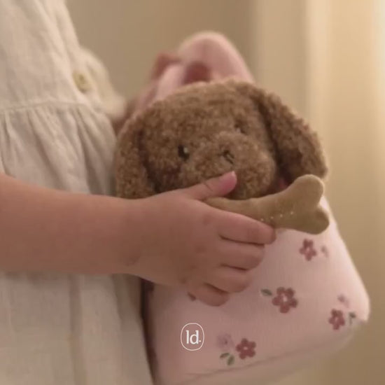 Cão de Peluche Jackie na Mala Rosa | Little Dutch | Lolla Kids
