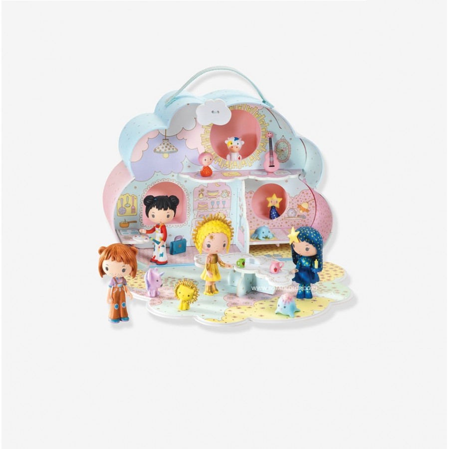 Djeco Tinyly Sunny &amp; Mia com Casa na Nuvem – Playset Portátil (4–9 anos)