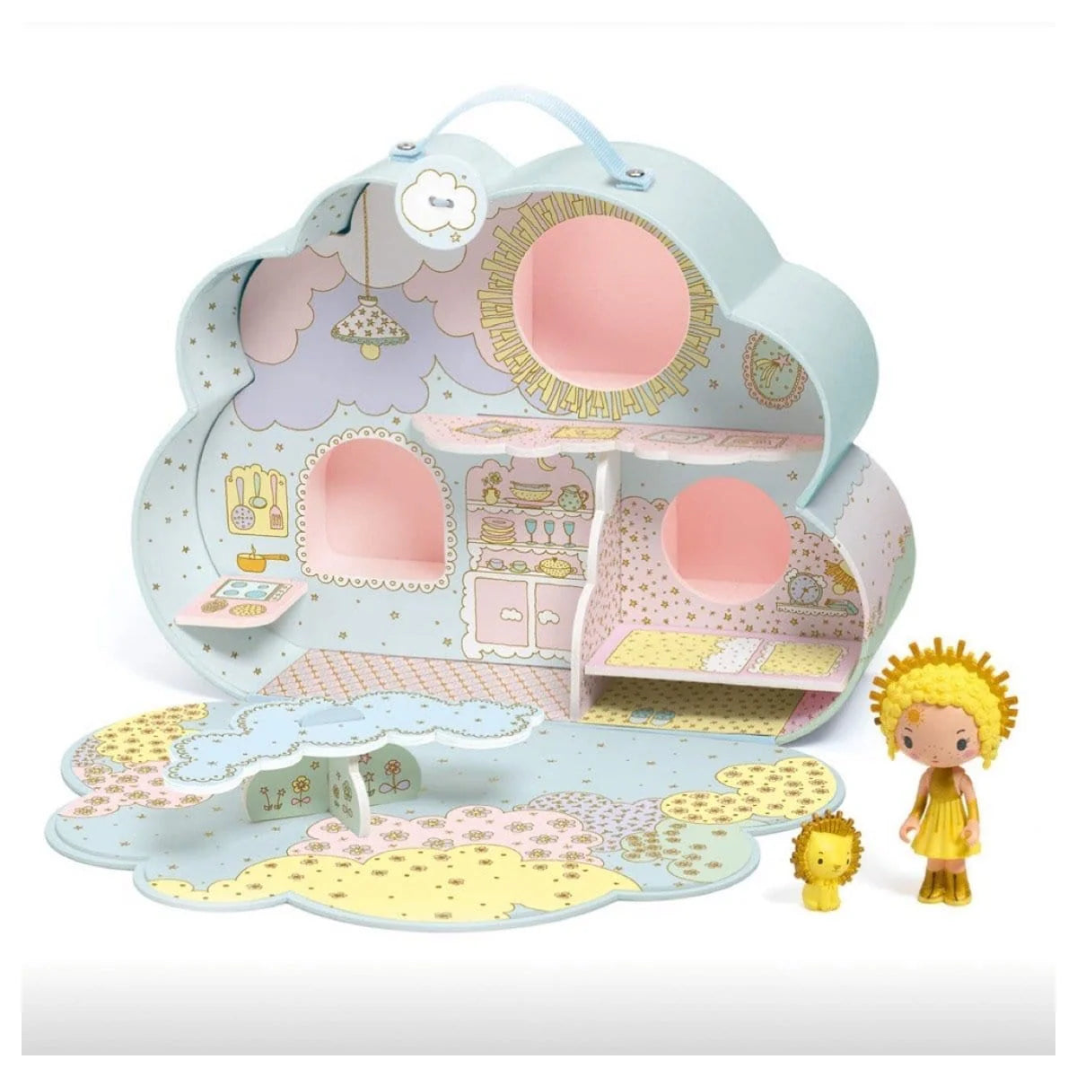 Djeco Tinyly Sunny &amp; Mia com Casa na Nuvem – Playset Portátil (4–9 anos)