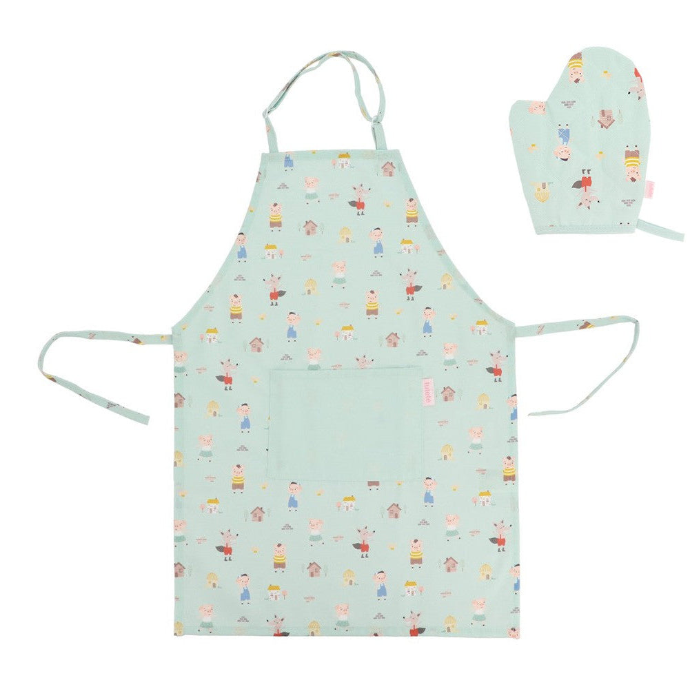 Avental infantil Tutete The Three Little Pigs com bolso frontal