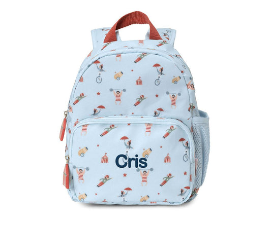 Mochila infantil Circus Show Tutete - vista frontal com estampado de circo