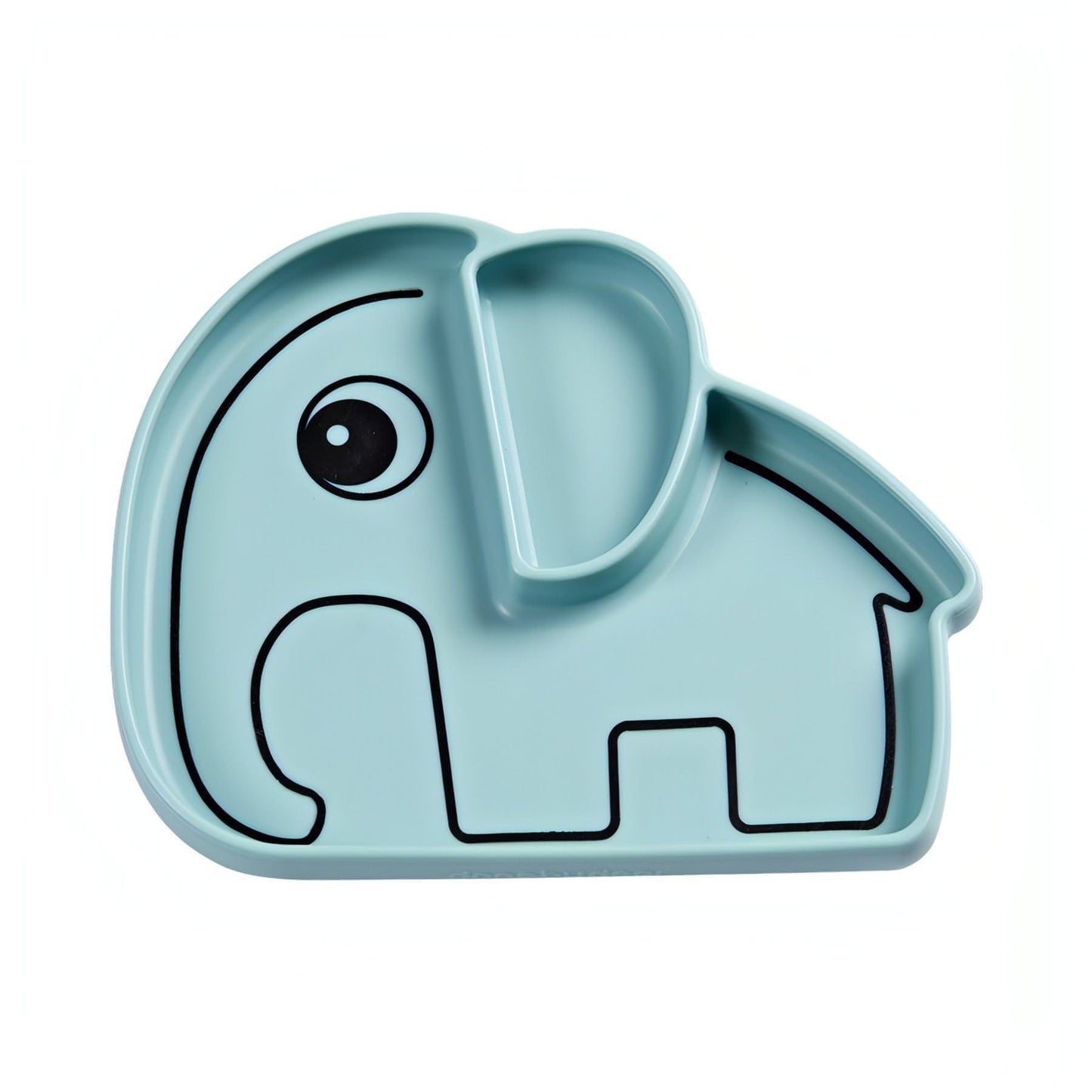 Prato em silicone com ventosa elefante azul