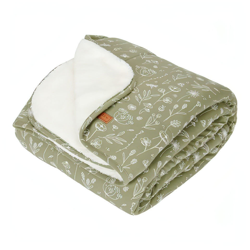 Manta para Berço em Algodão Wild Flowers Olive, Little Dutch