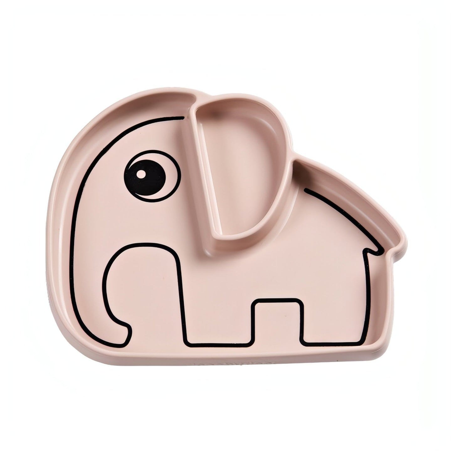 Prato em silicone com ventosa elefante rosa